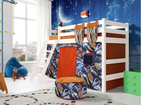 Кровать полувысокая Соня (вариант 6) с наклонной лестницей в Станционно-Ояшинском - stancionno-oyashinskij.mebel-nsk.ru | фото