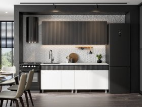 Кухонный гарнитур София (2,0м) (бланж/графит матовый) в Станционно-Ояшинском - stancionno-oyashinskij.mebel-nsk.ru | фото