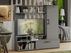 Стенка «Сиена» (графит серый) в Станционно-Ояшинском - stancionno-oyashinskij.mebel-nsk.ru | фото